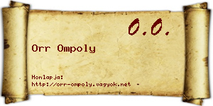 Orr Ompoly névjegykártya